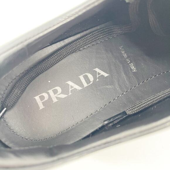 Prada Black Brushed Leather Lace Up Chunky Monolith Derby Oxford Loafer IT 39 - Picture 12 of 16